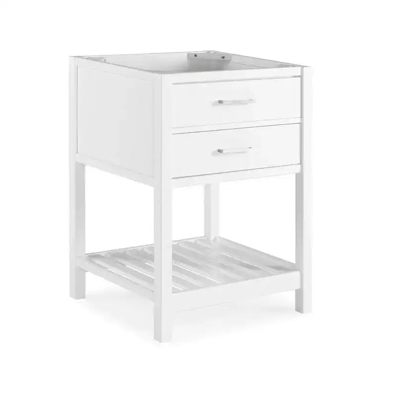 Mobiletto bianco singolo da bagno a libera installazione con ripiano