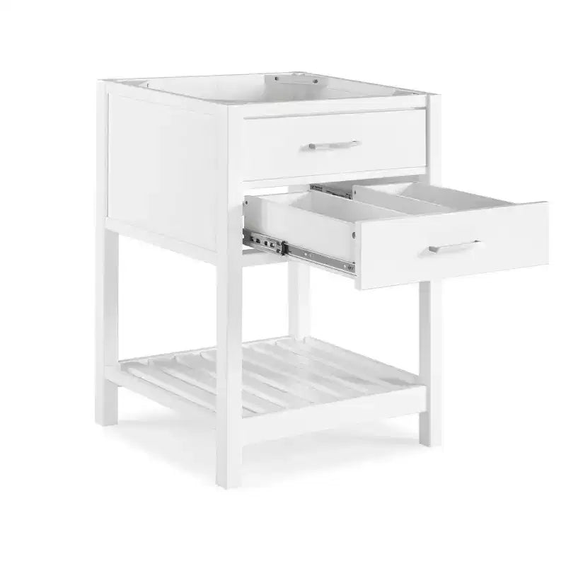 Mobiletto bianco singolo da bagno a libera installazione con ripiano