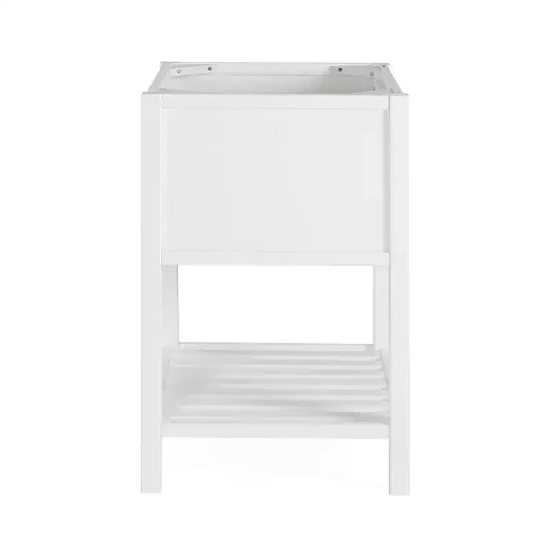 Mobiletto bianco singolo da bagno a libera installazione con ripiano