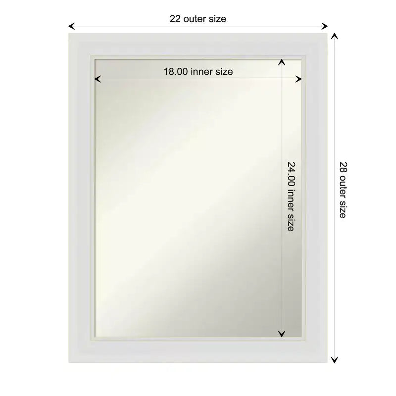 Specchio da Parete con Cornice Bianca Morbida, 22" x 28"