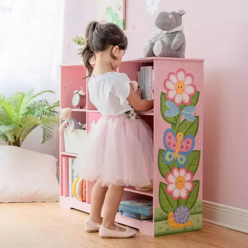 Mobile contenitore a cubo 3x3 rosa con anta, per bambini