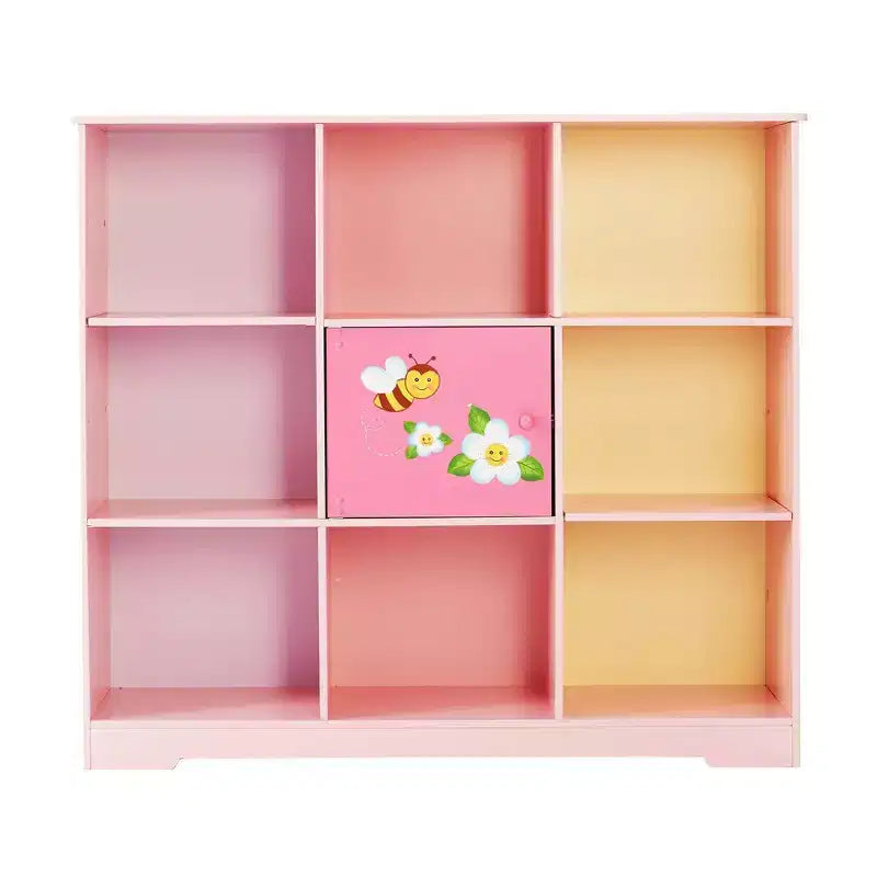 Mobile contenitore a cubo 3x3 rosa con anta, per bambini