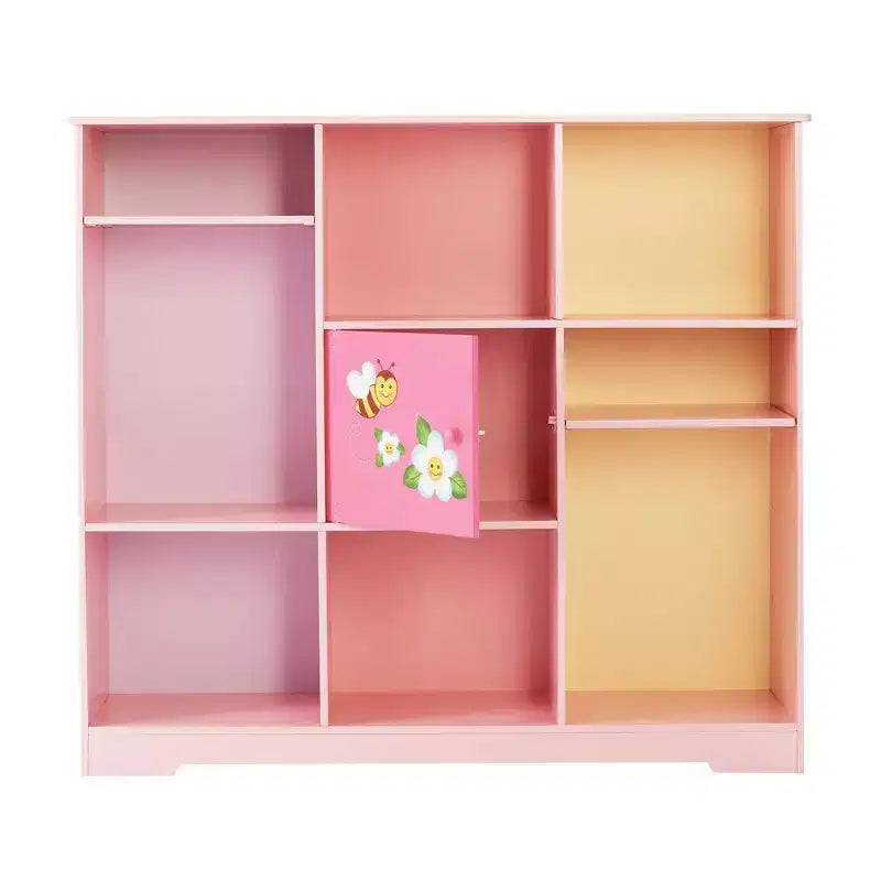 Mobile contenitore a cubo 3x3 rosa con anta, per bambini