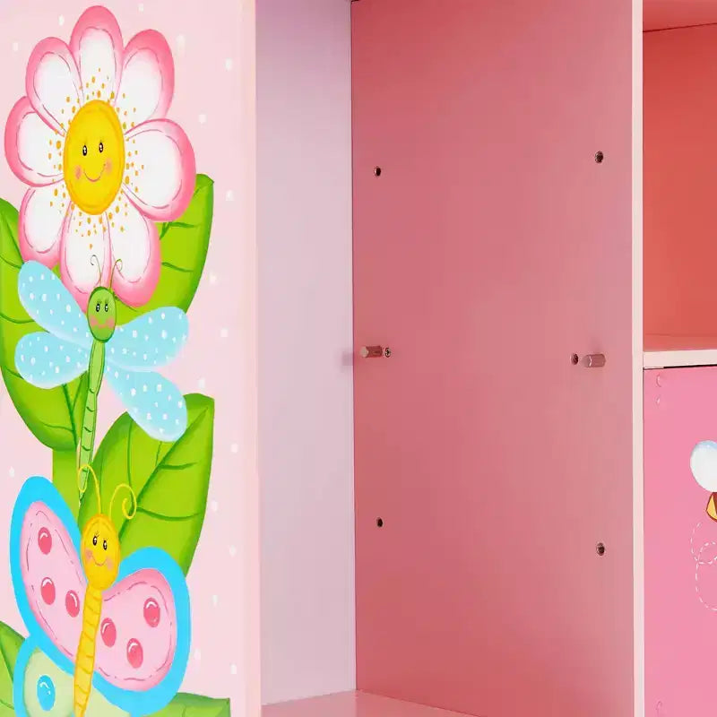 Mobile contenitore a cubo 3x3 rosa con anta, per bambini