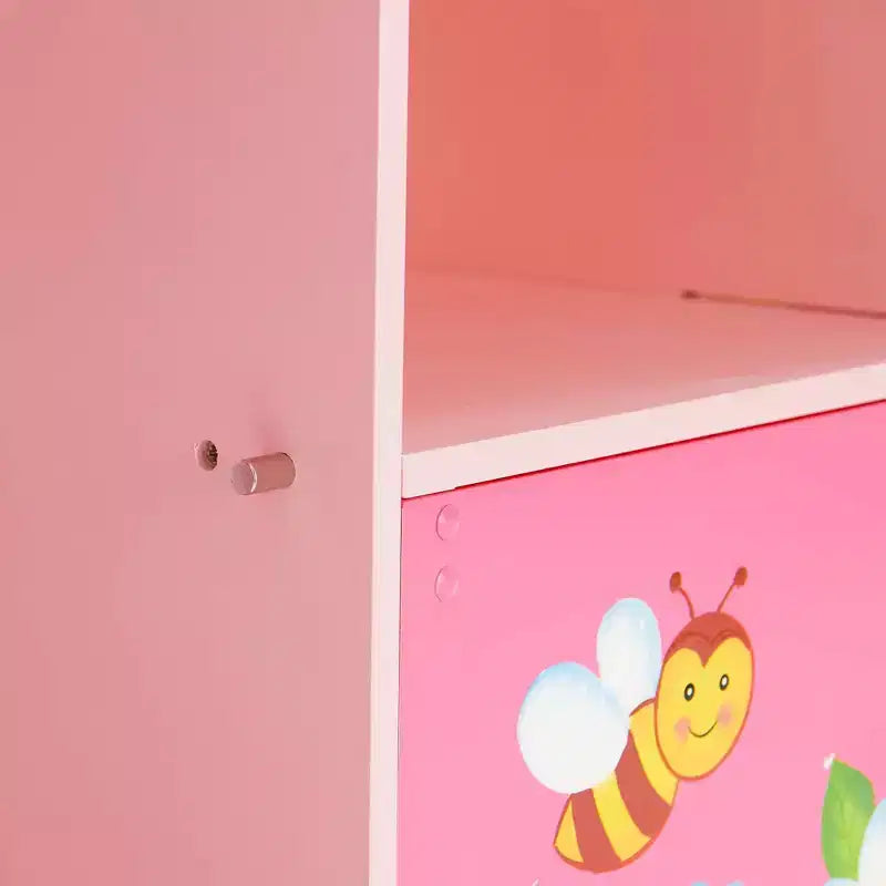 Mobile contenitore a cubo 3x3 rosa con anta, per bambini