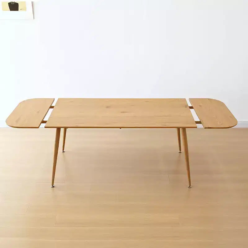 Set da pranzo allungabile color beige effetto legno, 8 posti, 9 pezzi