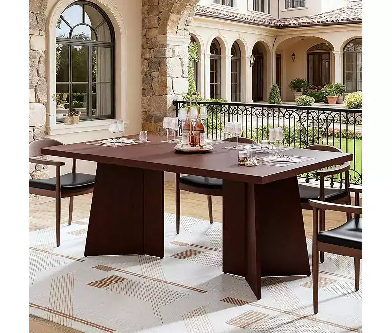 Tavolo da pranzo rettangolare beige e nero/marrone, 6 posti, 160 cm