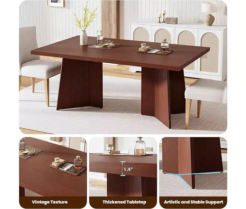 Tavolo da pranzo rettangolare beige e nero/marrone, 6 posti, 160 cm