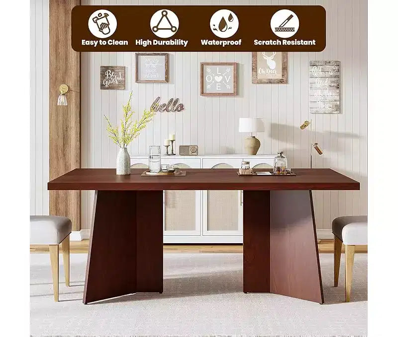 Tavolo da pranzo rettangolare beige e nero/marrone, 6 posti, 160 cm
