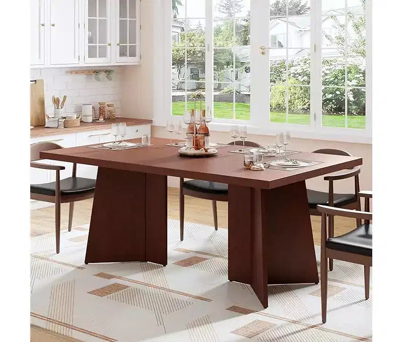 Tavolo da pranzo rettangolare beige e nero/marrone, 6 posti, 160 cm