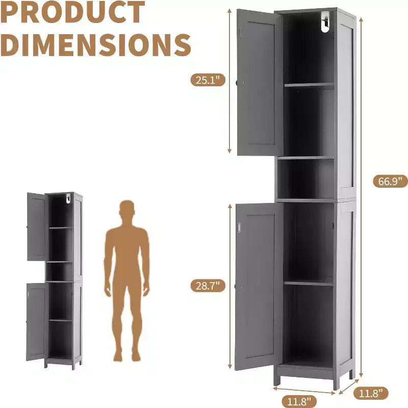Mobile contenitore alto e stretto grigio/bianco, autoportante, per 1 persona