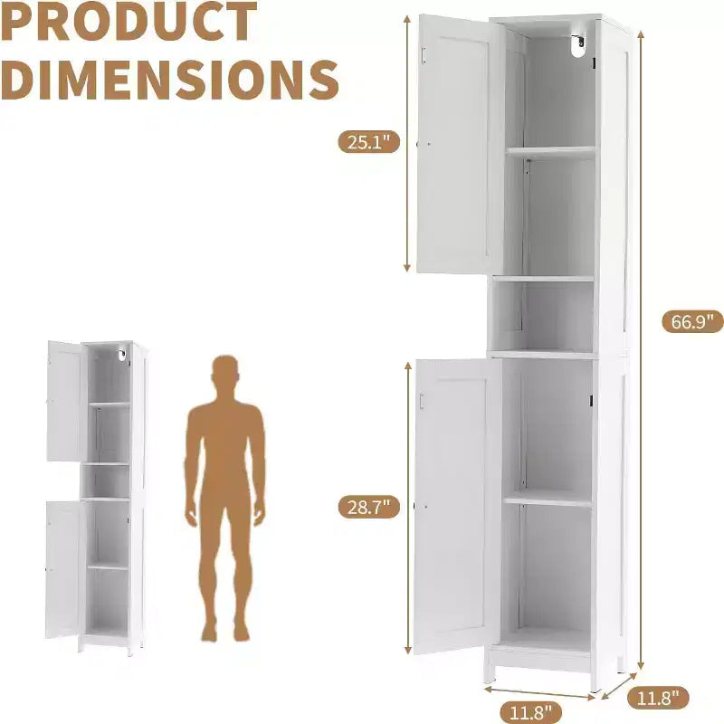 Mobile contenitore alto e stretto grigio/bianco, autoportante, per 1 persona