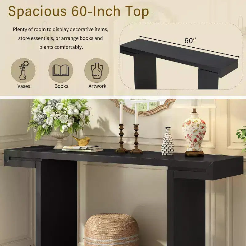 Consolle moderna geometrica 60" – Nera / Blu / Bianca, montaggio da 1 persona