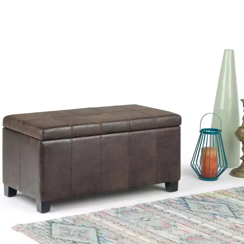Panca pouf contenitore in similpelle da 36", multicolore, 1 posto