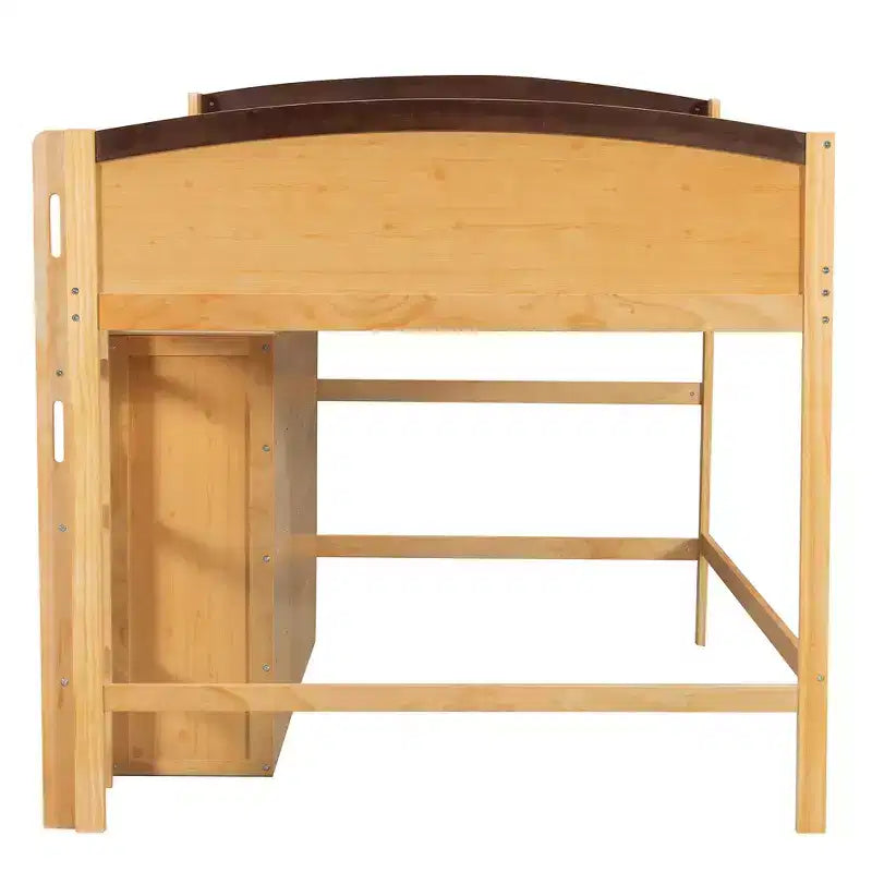 Letto a soppalco singolo bianco/legno con armadio contenitore e guardaroba