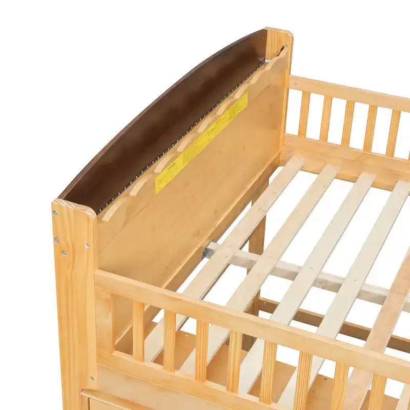 Letto a soppalco singolo bianco/legno con armadio contenitore e guardaroba