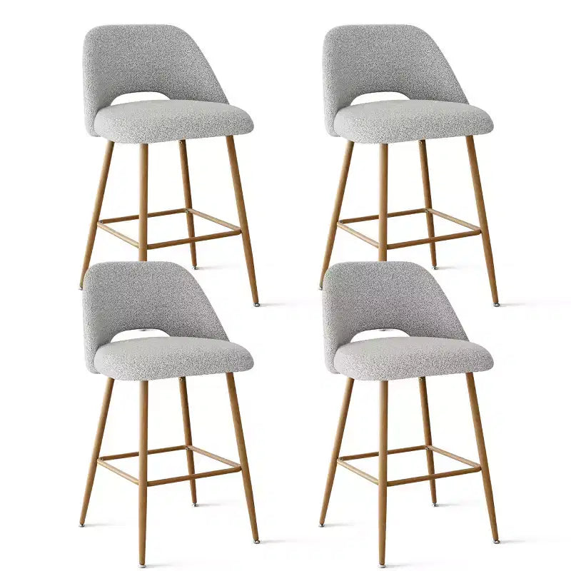 Sgabelli da bar bassi in boucle beige/grigio, set da 4