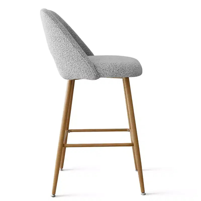 Sgabelli da bar bassi in boucle beige/grigio, set da 4