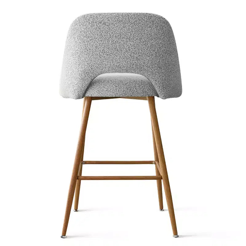 Sgabelli da bar bassi in boucle beige/grigio, set da 4