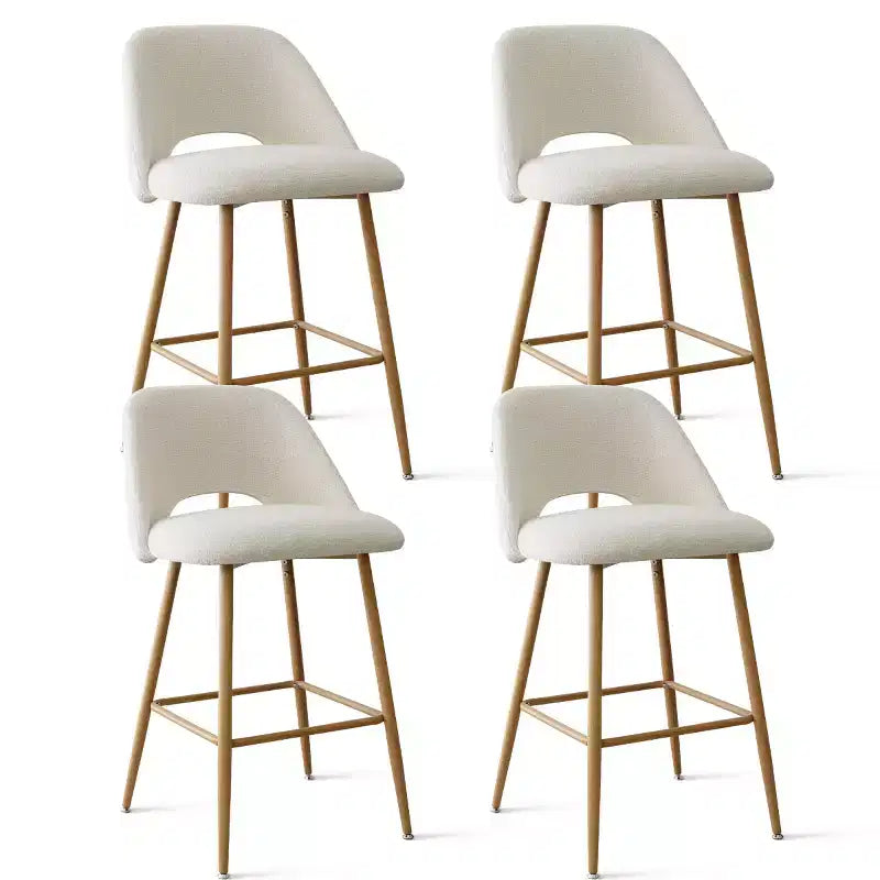 Sgabelli da bar bassi in boucle beige/grigio, set da 4