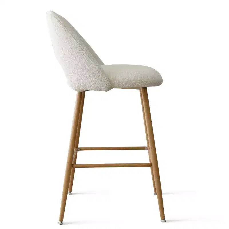 Sgabelli da bar bassi in boucle beige/grigio, set da 4