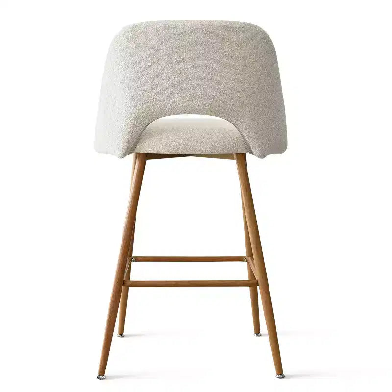 Sgabelli da bar bassi in boucle beige/grigio, set da 4