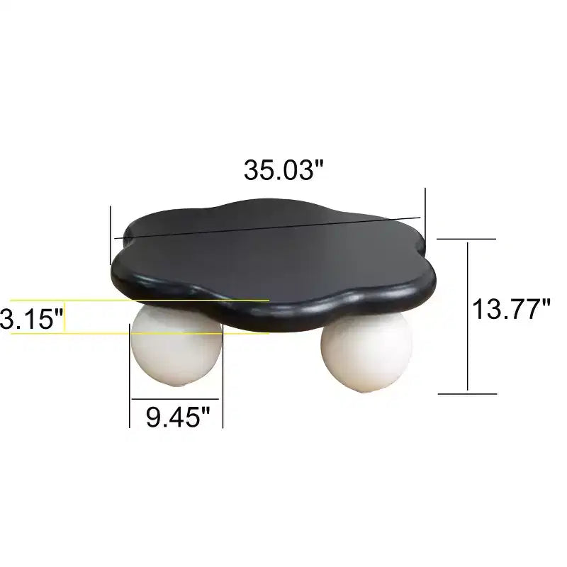 Tavolino da caffè a forma di nuvola, gambe sferiche, nero/rosa/bianco, 1 persona