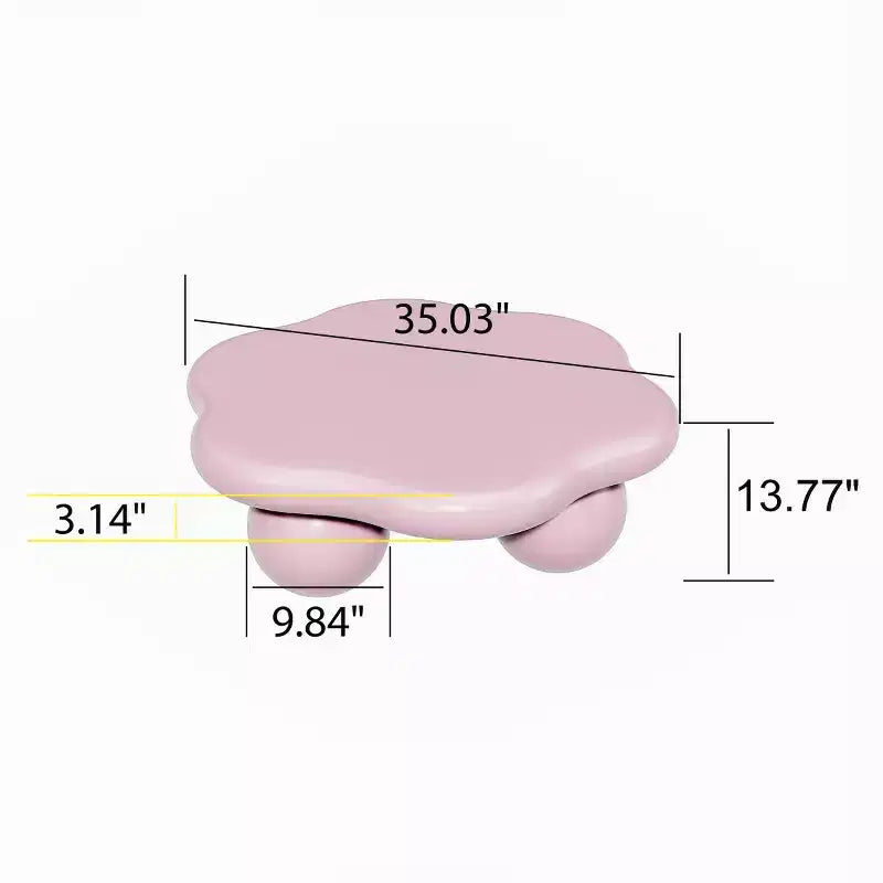 Tavolino da caffè a forma di nuvola, gambe sferiche, nero/rosa/bianco, 1 persona