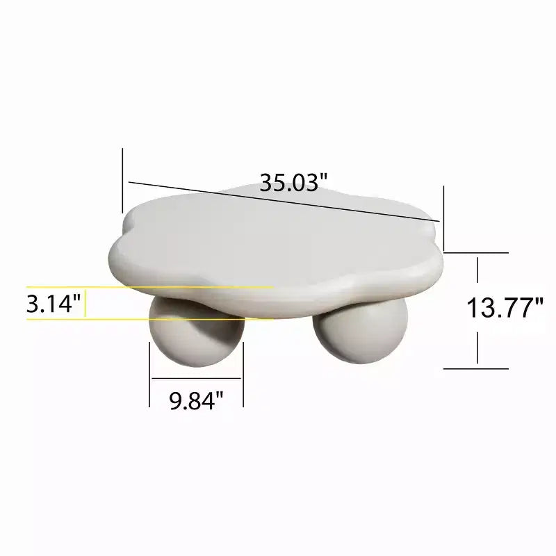 Tavolino da caffè a forma di nuvola, gambe sferiche, nero/rosa/bianco, 1 persona