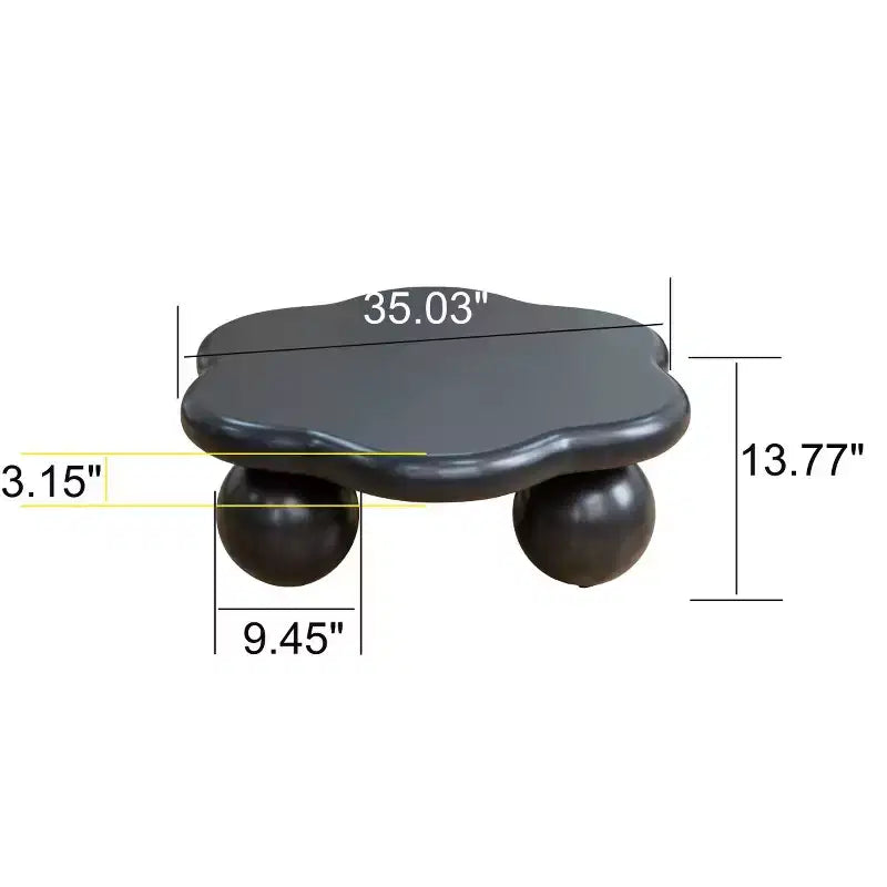 Tavolino da caffè a forma di nuvola, gambe sferiche, nero/rosa/bianco, 1 persona