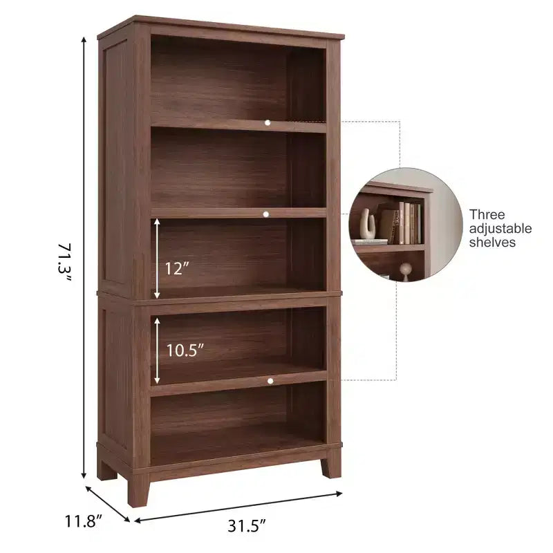 Libreria a 5 ripiani bianca, stile rustico, singola