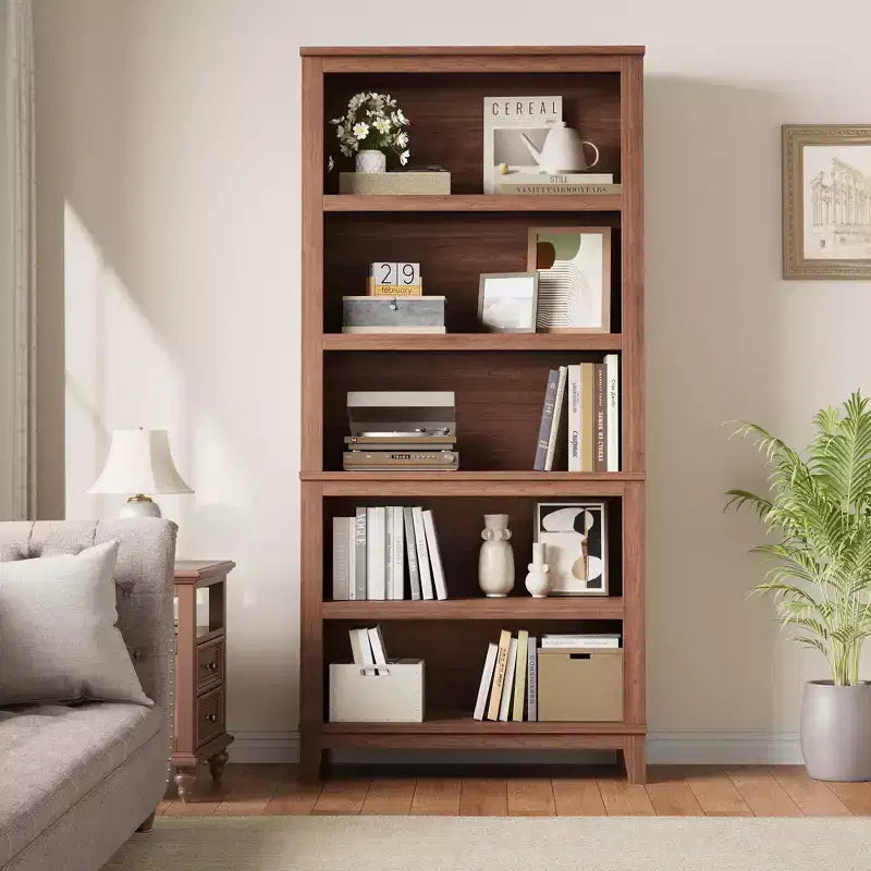 Libreria a 5 ripiani bianca, stile rustico, singola