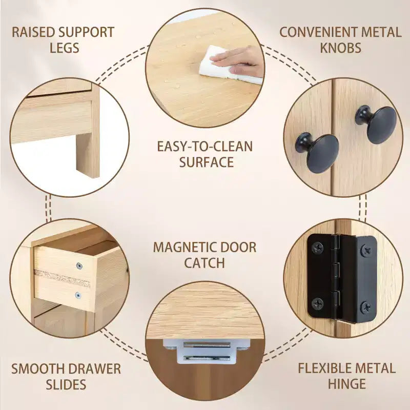 Mobiletto da bagno a 2 ante e 1 cassetto in rovere