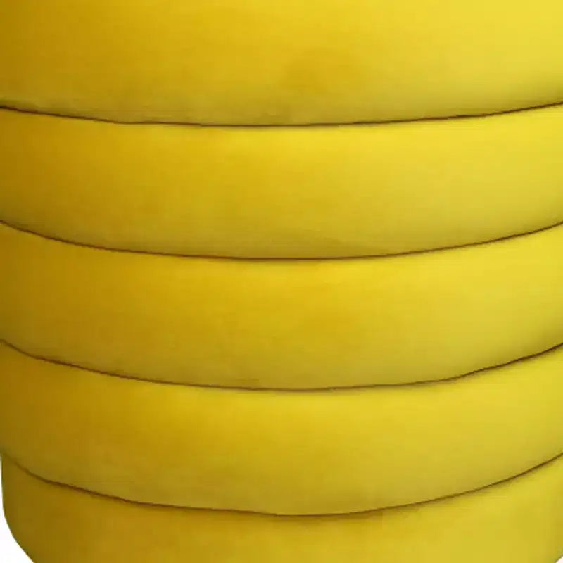 Pouf rotondo trapuntato in velluto giallo, 1 posto