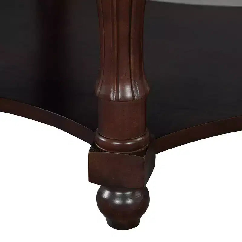 Tavolino da caffè ovale beige e ciliegio/noce con cassetto e ripiano inferiore