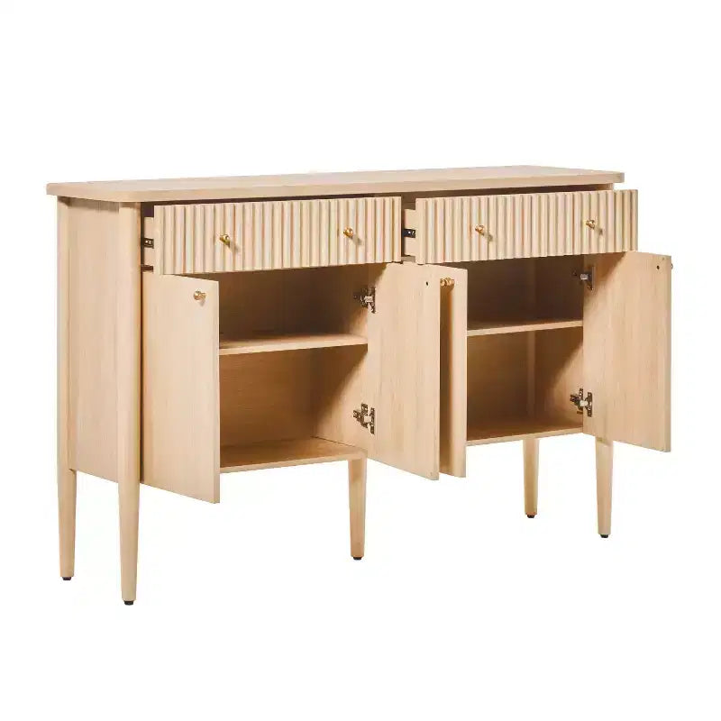 Credenza a Buffet Scanalata da 58" – Rovere Coastal / Rovere Marrone Scuro