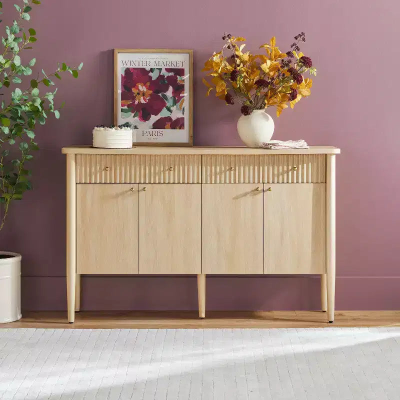 Credenza a Buffet Scanalata da 58" – Rovere Coastal / Rovere Marrone Scuro