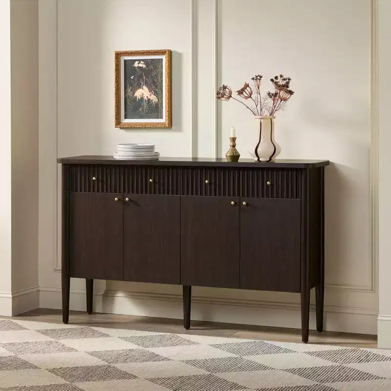 Credenza a Buffet Scanalata da 58" – Rovere Coastal / Rovere Marrone Scuro