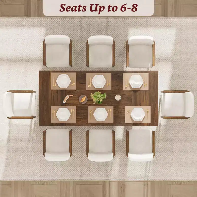 Tavolo da pranzo rettangolare color nero/noce/legno, 6-8 posti