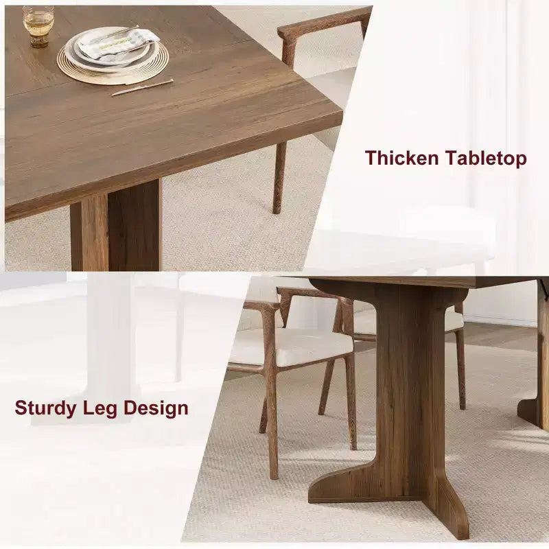 Tavolo da pranzo rettangolare color nero/noce/legno, 6-8 posti