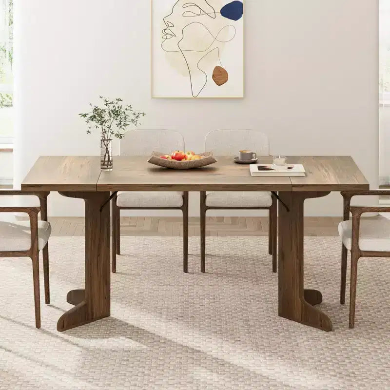 Tavolo da pranzo rettangolare color nero/noce/legno, 6-8 posti