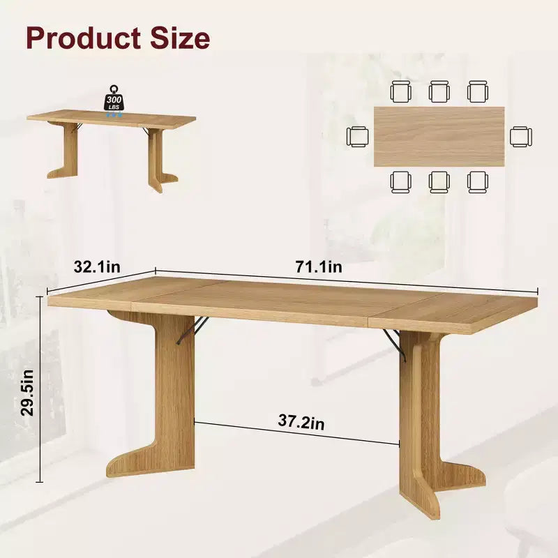 Tavolo da pranzo rettangolare color nero/noce/legno, 6-8 posti