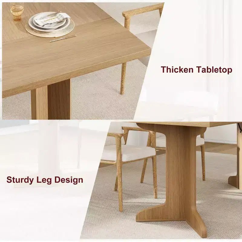 Tavolo da pranzo rettangolare color nero/noce/legno, 6-8 posti
