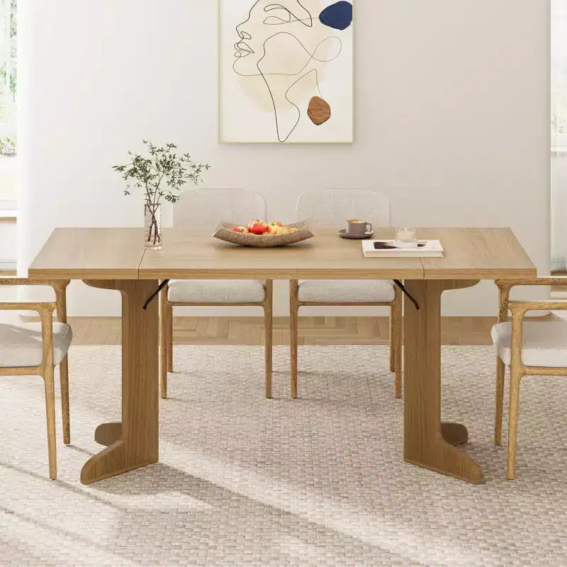 Tavolo da pranzo rettangolare color nero/noce/legno, 6-8 posti