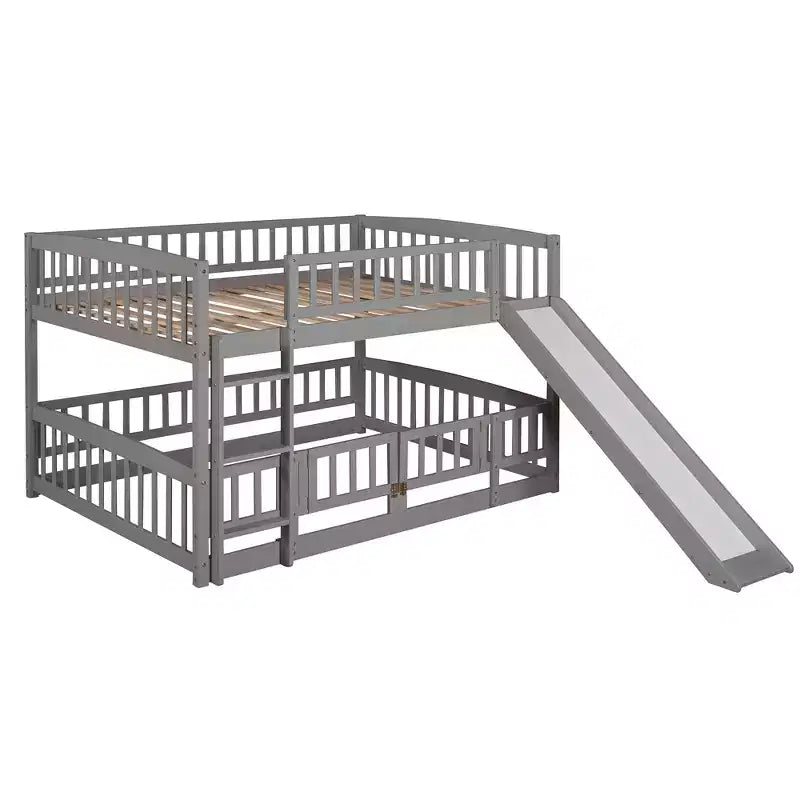 Letto a castello in legno con scivolo, naturale, 2 persone