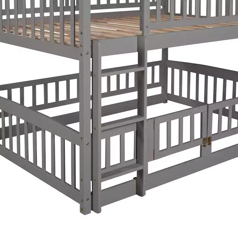 Letto a castello in legno con scivolo, naturale, 2 persone