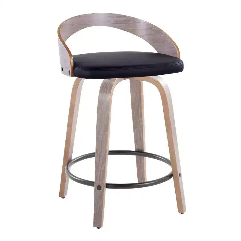 Sgabello da bancone girevole in similpelle grigio/nero, set da 2