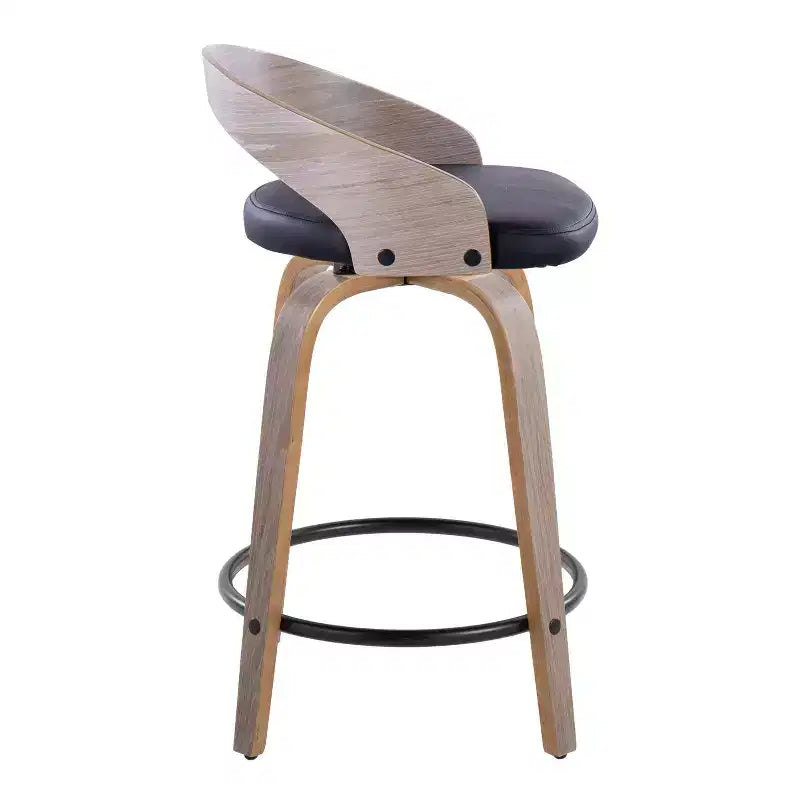 Sgabello da bancone girevole in similpelle grigio/nero, set da 2