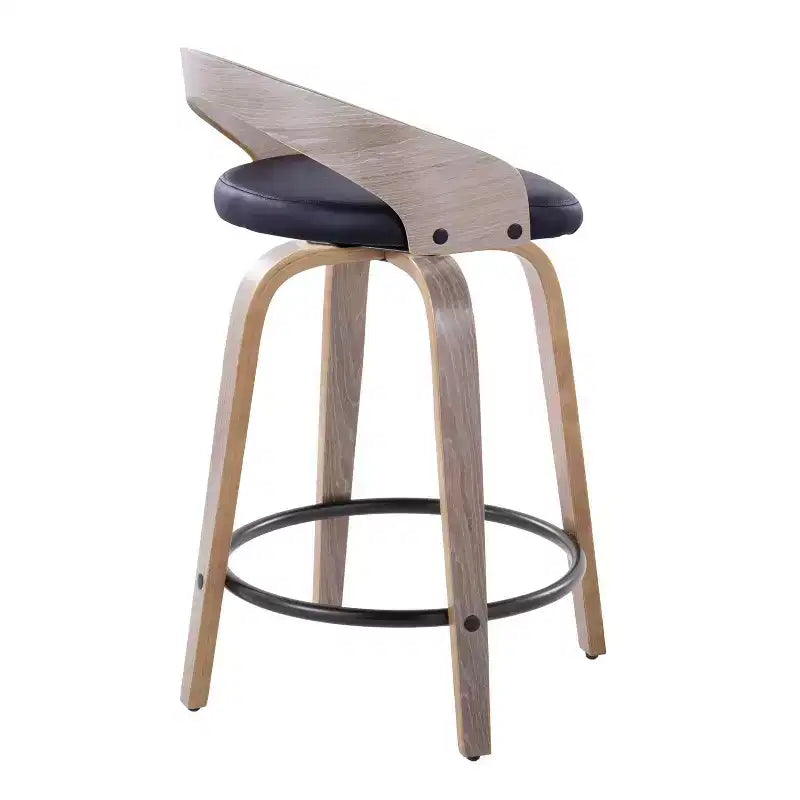 Sgabello da bancone girevole in similpelle grigio/nero, set da 2