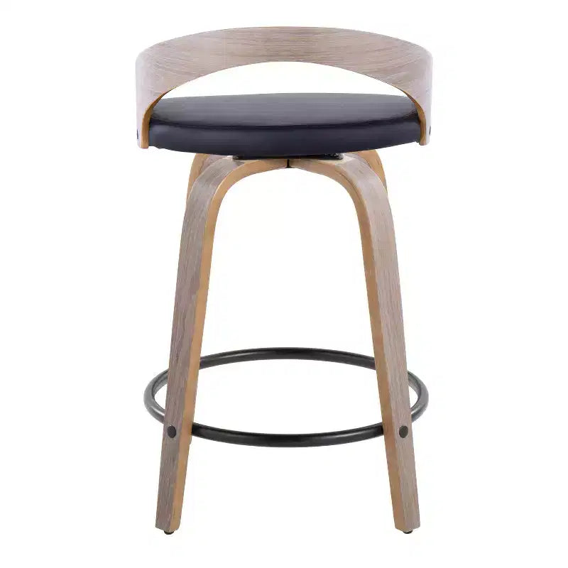 Sgabello da bancone girevole in similpelle grigio/nero, set da 2
